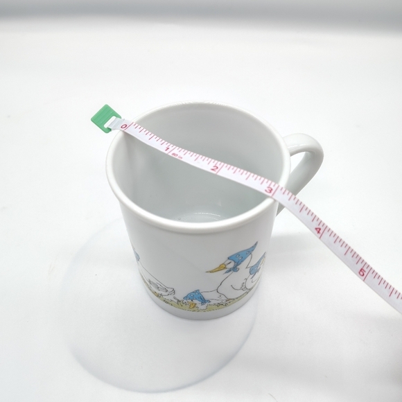 Vtg Blue Bonnet Duck Parade Coffee Mug 1985 County Blue Cottagecore Primitive - Picture 3 of 5